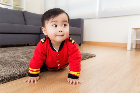 Baby boy feel curiosityの写真素材