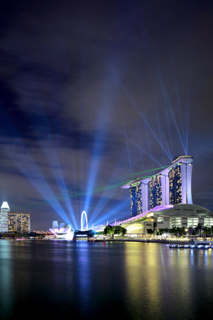 Sinagpore nigth with performanceのeditorial素材