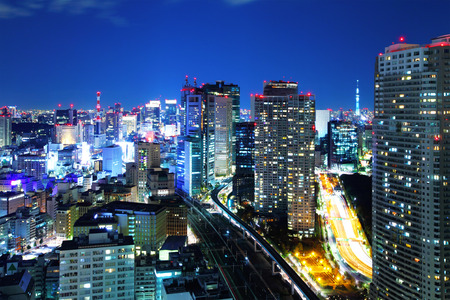 Tokyo cityscape at nightの写真素材