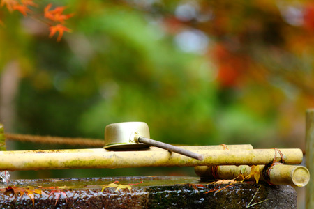 Ladle in Japanese templeの写真素材