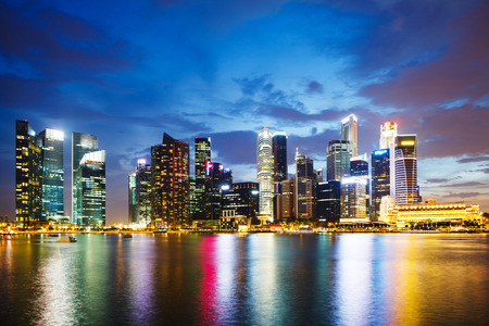 Singapore at nightの写真素材