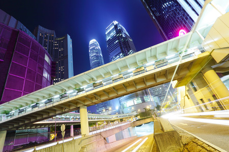 Busy traffic in Hong Kong at nightの写真素材