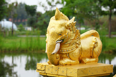 Golden elephant statueの写真素材
