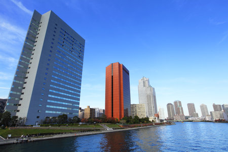 Commercial district in Tokyo city