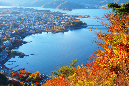 Japanese lake kawaguchiの写真素材