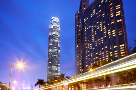 Traffic in Hong Kong at night