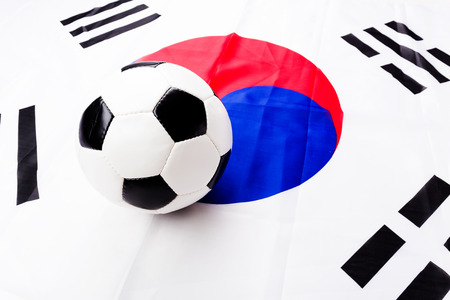 South Korean flag and footballの写真素材
