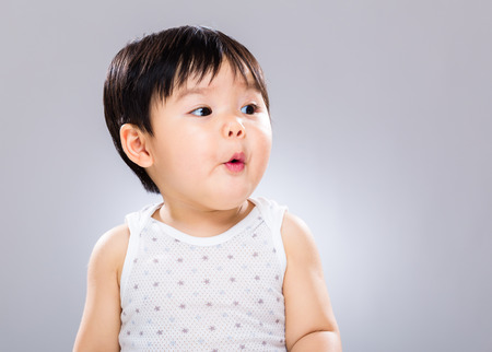 Surprising baby boyの写真素材