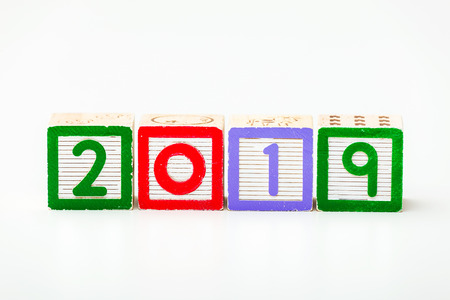 Wooden block for year 2019の写真素材
