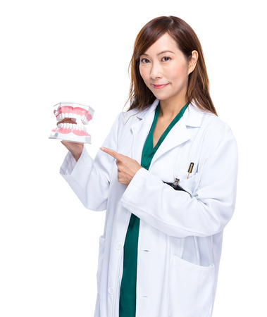 Dentist point to jawsの写真素材