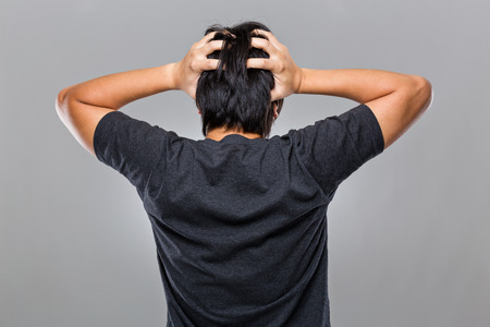 Man with serious headacheの写真素材
