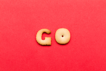 Word Go cookie over the red backgroundの写真素材