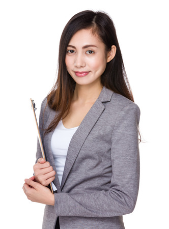 Businesswoman hold with clipboardの写真素材