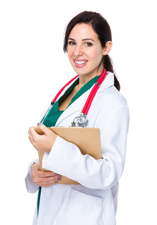 Woman doctor hold with clipboardの写真素材