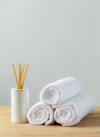 Home diffuser and white towelの写真素材
