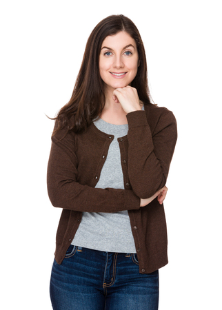 Brunette young woman portraitの写真素材