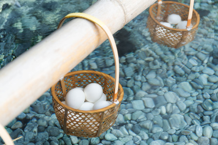 Onsen steaming eggの写真素材