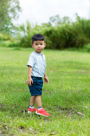 Baby boy play at parkの写真素材