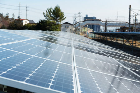 Solar panel in countrysideの写真素材