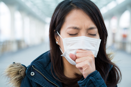 Woman coughの写真素材