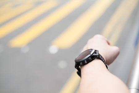 Man using smart watchの写真素材