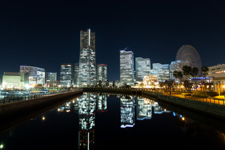Yokohama cityscape at nightのeditorial素材