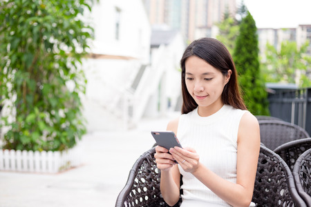 Woman use of cellphoneの写真素材