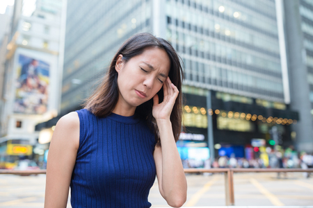 Woman suffer from headacheの写真素材