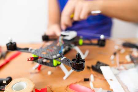 Building flying droneの写真素材