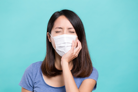 Woman feeling toothacheの写真素材