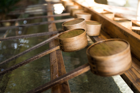 Japanese ladle in Japanese Templeの写真素材