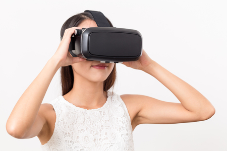 Woman using virtual realityの写真素材