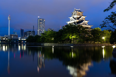 Hiroshima castle at nightのeditorial素材