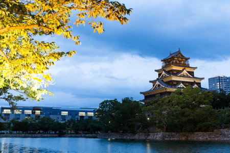 Hiroshima castle at nightのeditorial素材