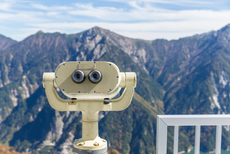 Tourist binocular at mountainの写真素材