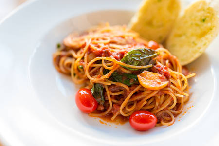 Spaghetti with tomato sauceの写真素材