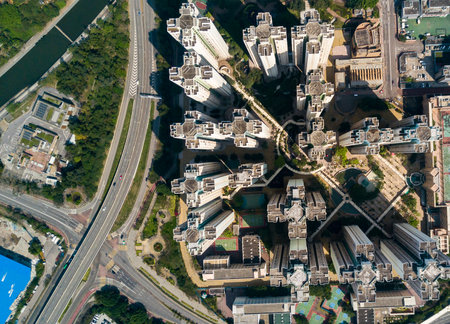 Aerial view of Hong Kongのeditorial素材