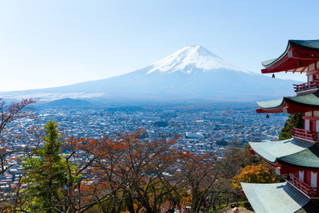 Chureito Pagoda and Mount Fujiのeditorial素材