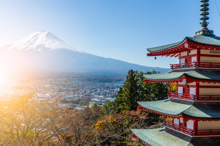 Mountain Fuji and Chureito Pagodaのeditorial素材