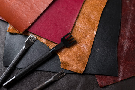 Leather crafting DIY toolsの写真素材