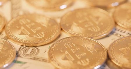 Bitcoin over US dollarの写真素材