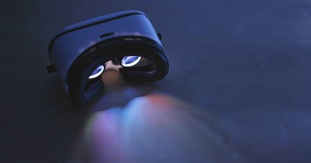 Virtual reality device playing movie inside の写真素材