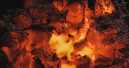 Barbecue Charcoal on fire 