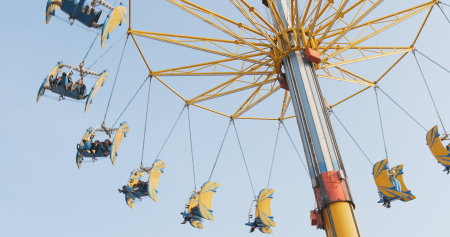 Ocean Park, Hong Kong, 09 December 2017:- Swing ride in amusement park のeditorial素材