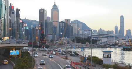 Causeway Bay, Hong Kong 14 January 2018:- Causeway Bay in Hong Kong at sunset のeditorial素材