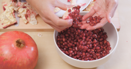 Fresh red pomegranate の写真素材