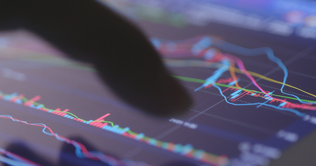 Analysis stock market data on digital screen の写真素材