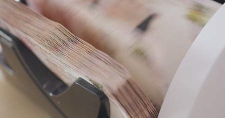 Money counting for Hong Kong bank note の写真素材