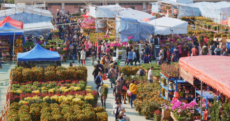 Tsuen Wan, Hong Kong, 13 February 2018:- Lunar new year fair in Hong Kongのeditorial素材