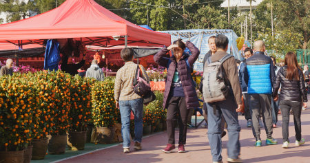Tsuen Wan, Hong Kong, 13 February 2018:-Traditional chinese fair for lunar new year in Hong Kongのeditorial素材